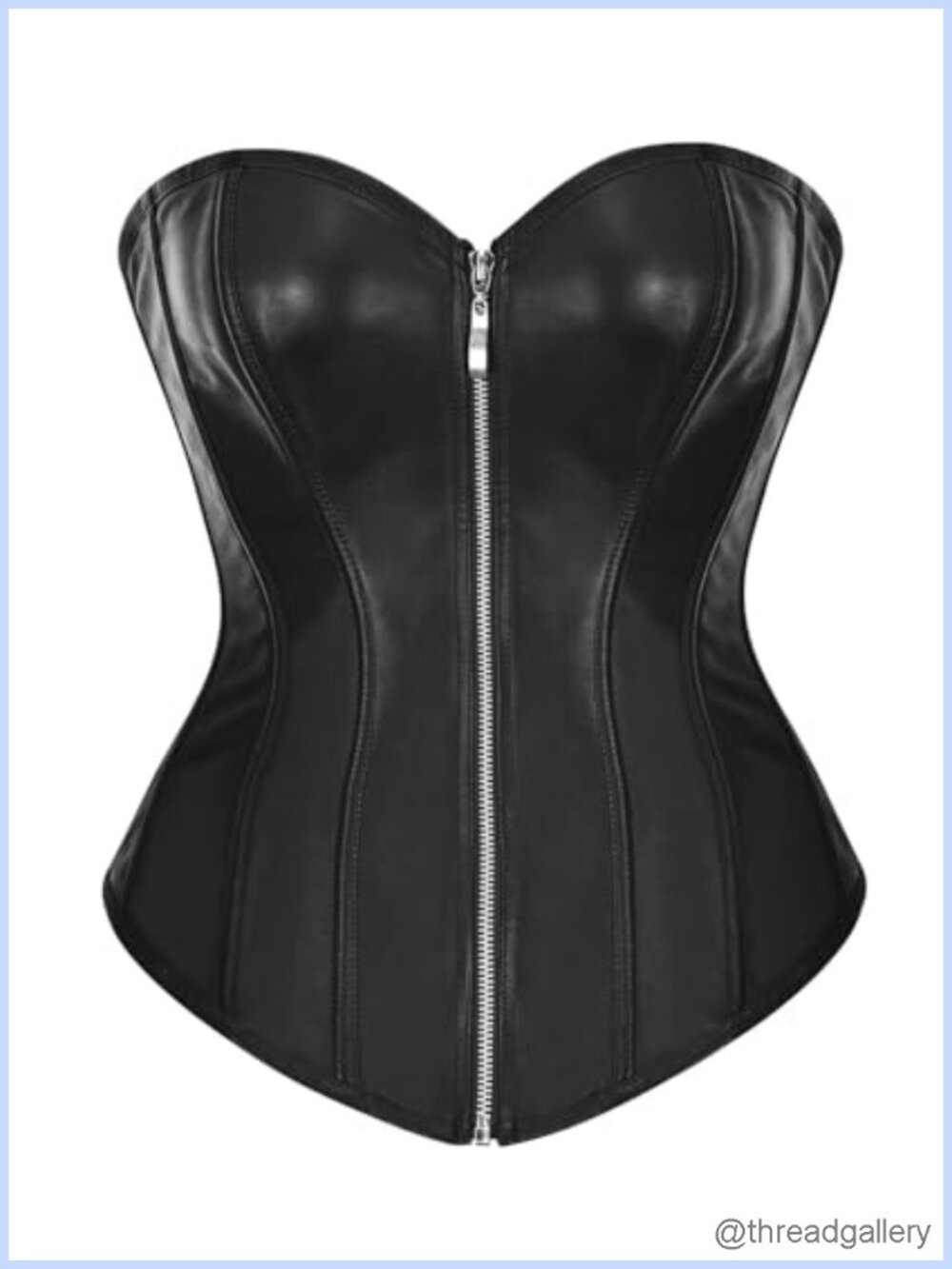 Faux Leather Zipper Front Bustier Corset Top - Picture 1 of 4